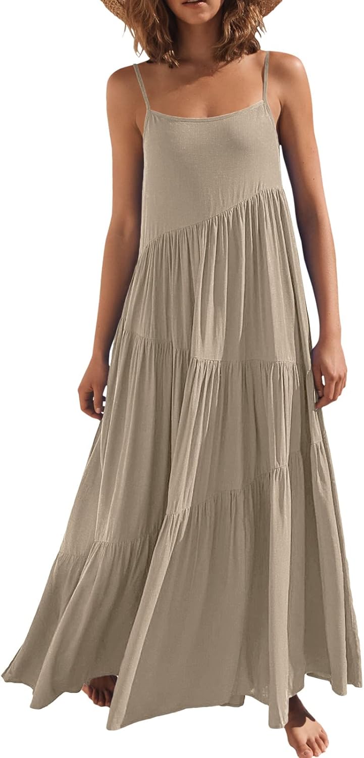 Stylish Women Summer Casual Loose Sleeveless Sundress Maxi Dress