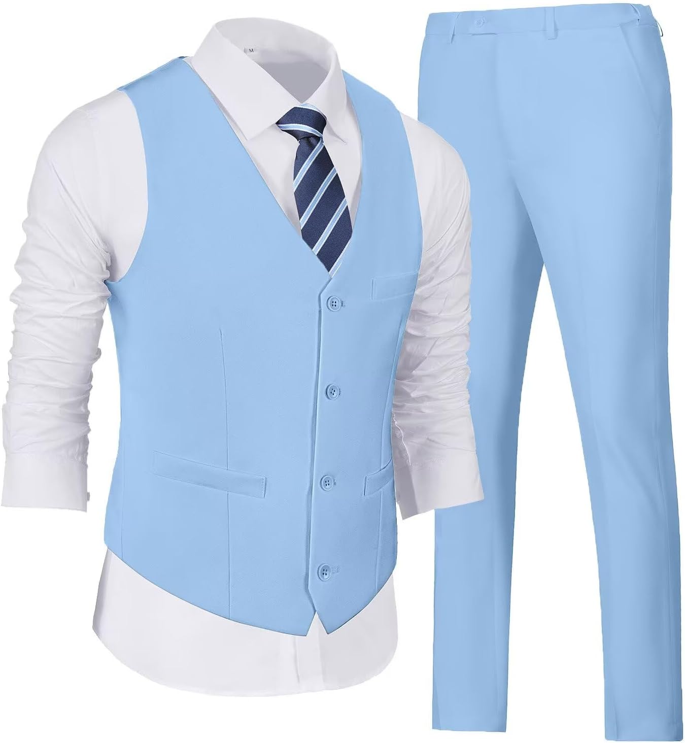 Wehilion Men's 2 Piece Vest Pants Set for Casual and Formal Wear