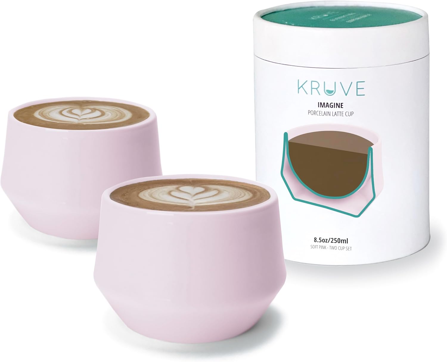 KRUVE IMAGINE Porcelain Latte Coffee Cups for Perfect Art
