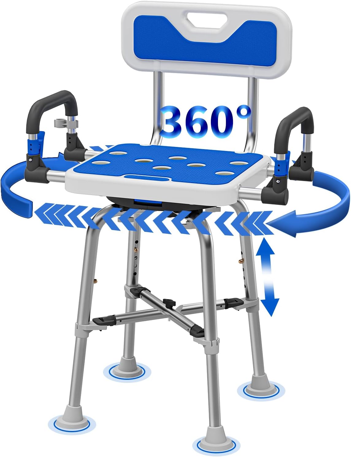 Swive Shower Chair with Arms and Back for Seniors and Disabled