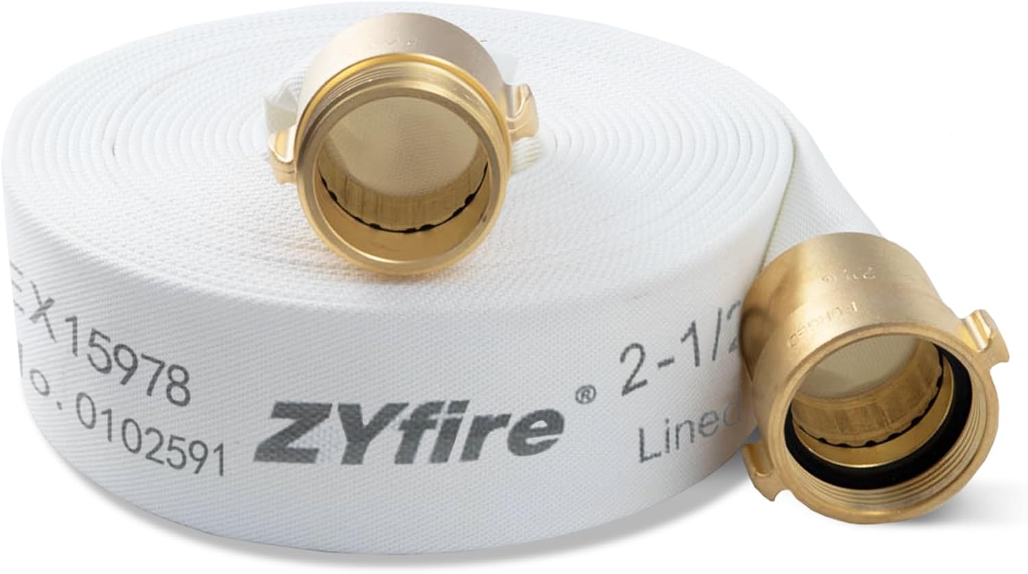 ZYfire 2-1/2in ID x 25 FT Fire Hose with Brass Couplings