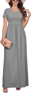 DEARCASE Maxi Dress for Women Short Sleeve Casual Summer Loose Long no
