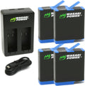 Wasabi Power HERO8 Battery 4-Pack with Dual Charger - Extra Run Time
