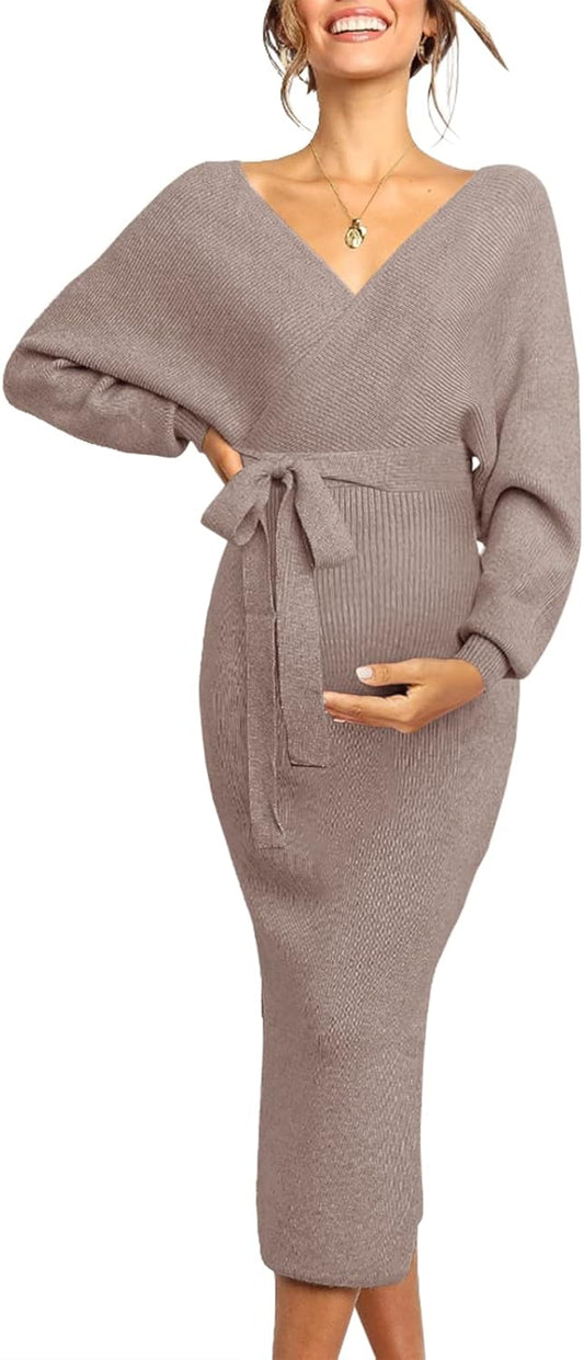 Maternity Nursing Dress Sweater Dress for Baby Showers & Weddings