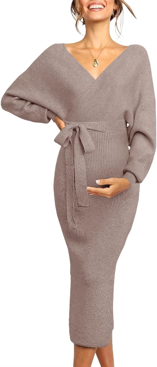 Maternity Nursing Dress Sweater Dress for Baby Shower Events