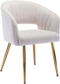 Home Office Velvet Desk Chair Cream - Tufted Accent Chair with Gold