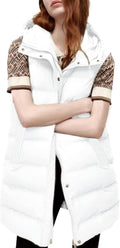 Women's Long Puffer Vest with Removable Hood - Casual Warm Layer