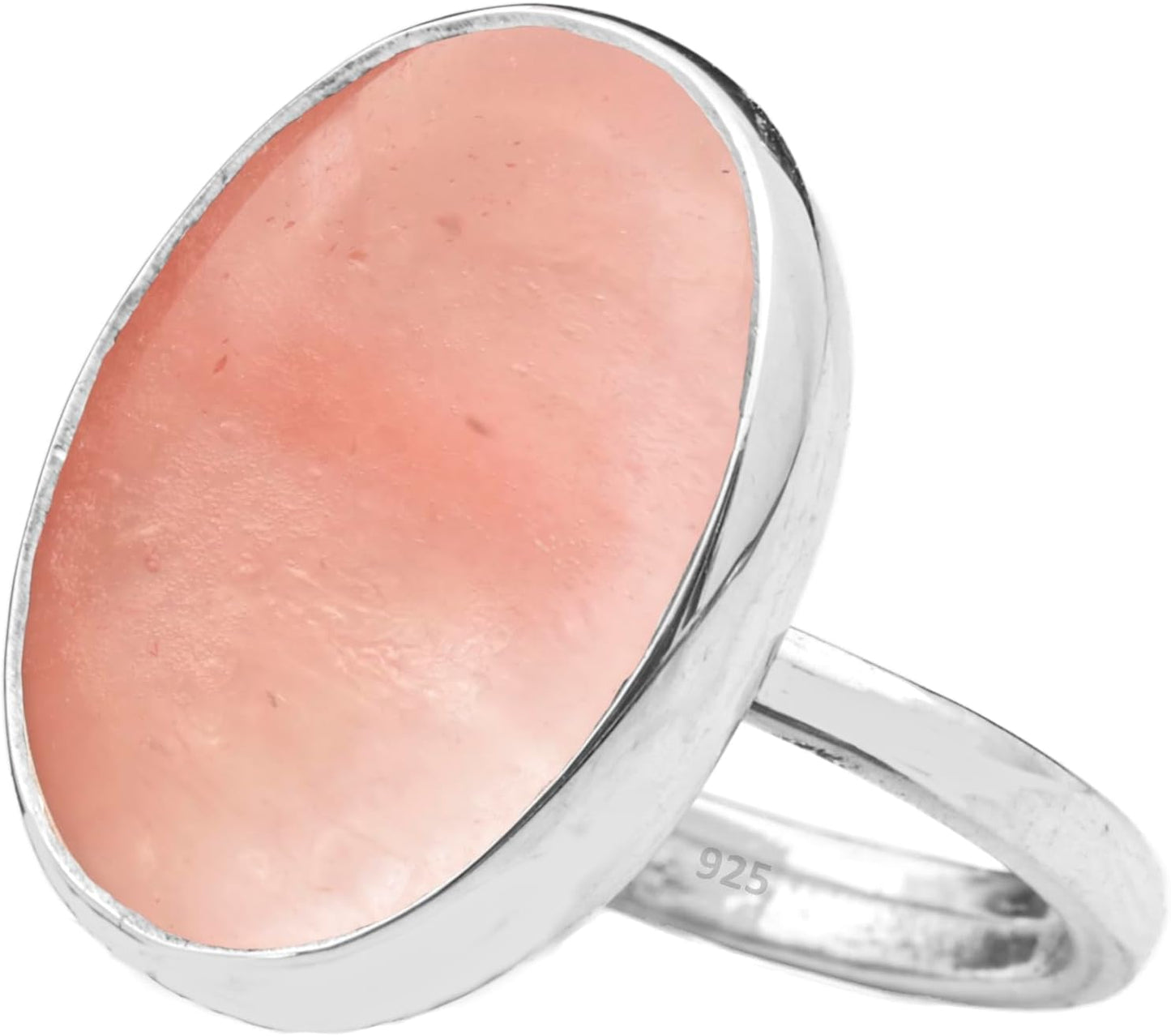 Natural Amazonite Crystal Ring in Rhodium Plated Silver