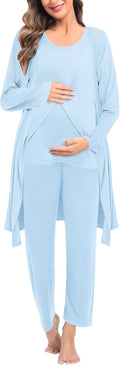 SWOMOG Maternity Nursing Robe Set 3 PCS - Comfortable Postpartum