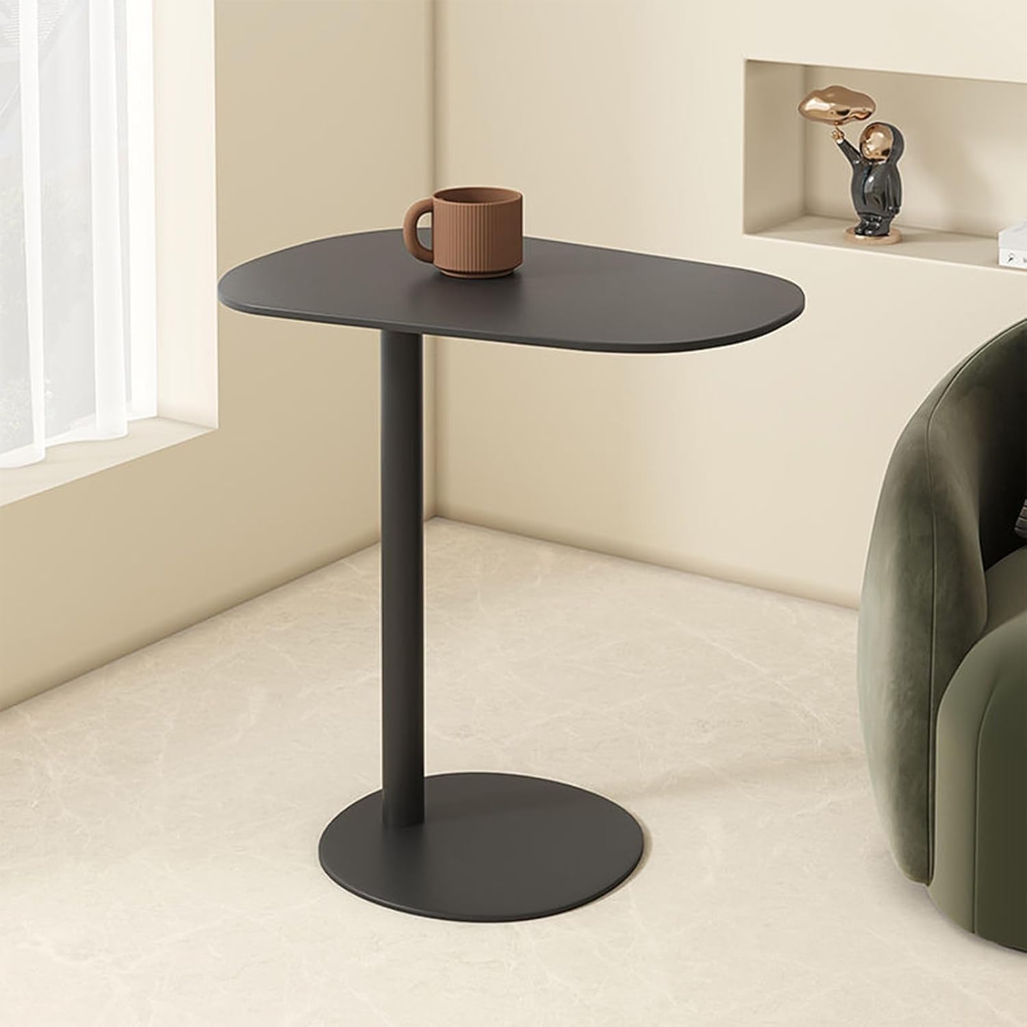 AKSOUDEW: Sleek C-Shaped Side Table - Perfect for Snacks & Dining!