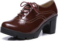 DADAWEN Women's T-Strap Platform Mid-Heel Oxfords - Comfortable Pumps
