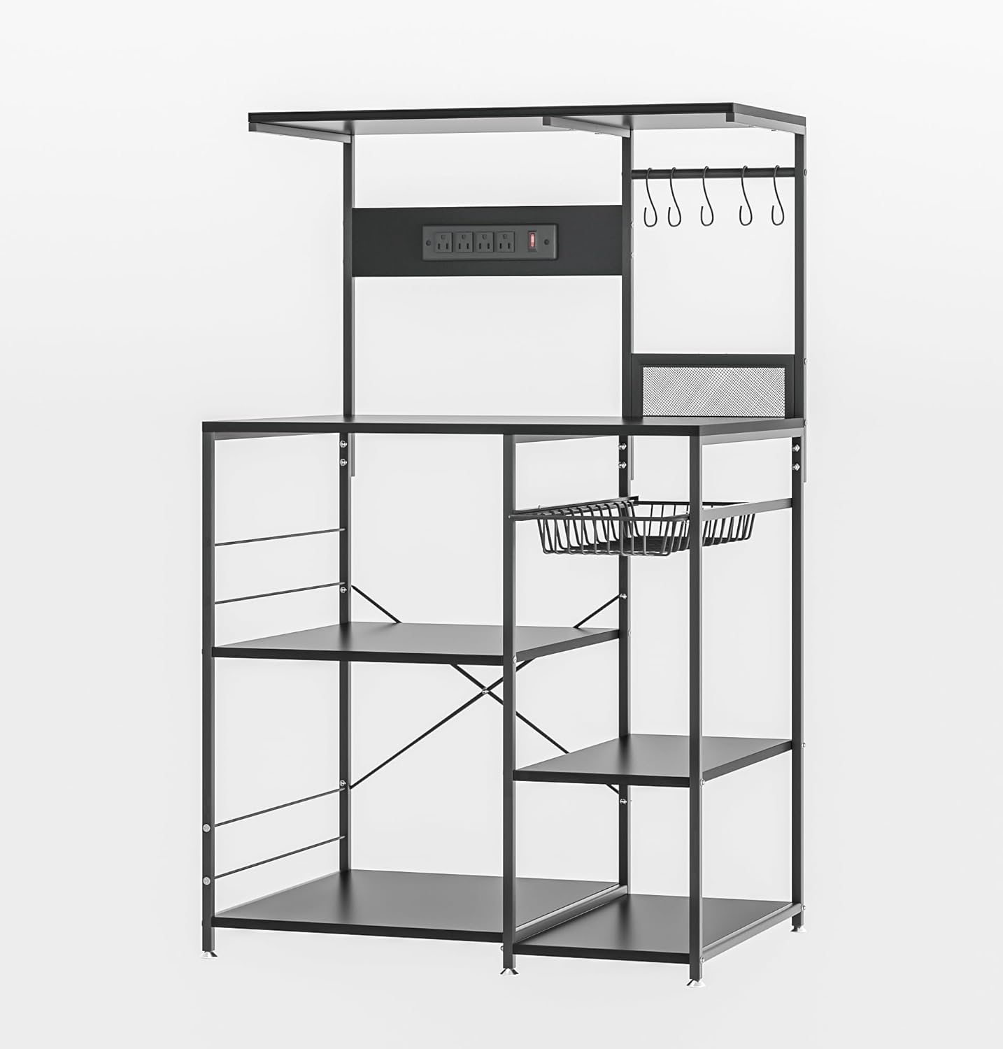 4-Tier Microwave Rack with Power Outlet