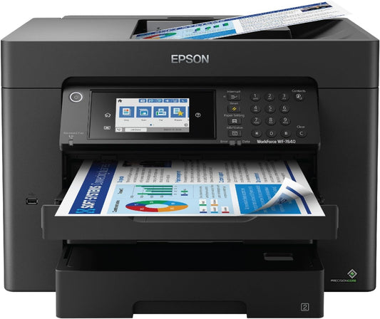 High-Speed Epson WF-7840 All-in-One Printer: 13x19 Wide-Format, Auto 2-Sided, 500-Sheet Capacity