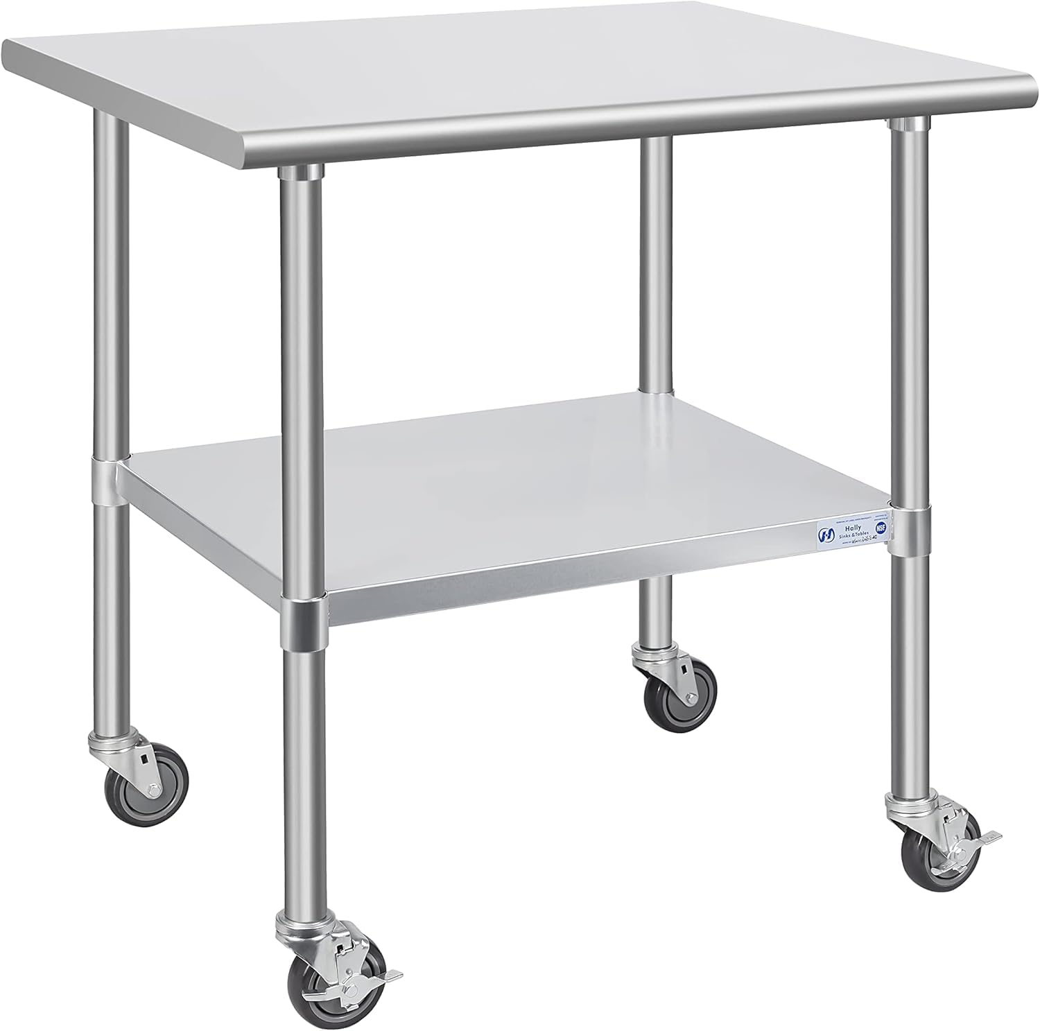 Hally Stainless Steel Table for Prep & Work with Wheels
