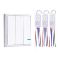 Wireless Light Switch 3 Gang Wall Switch - Remote Control, No Wiring