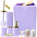 Purple Bathroom Accessories Set - Complete Purple and Gold Bath Set