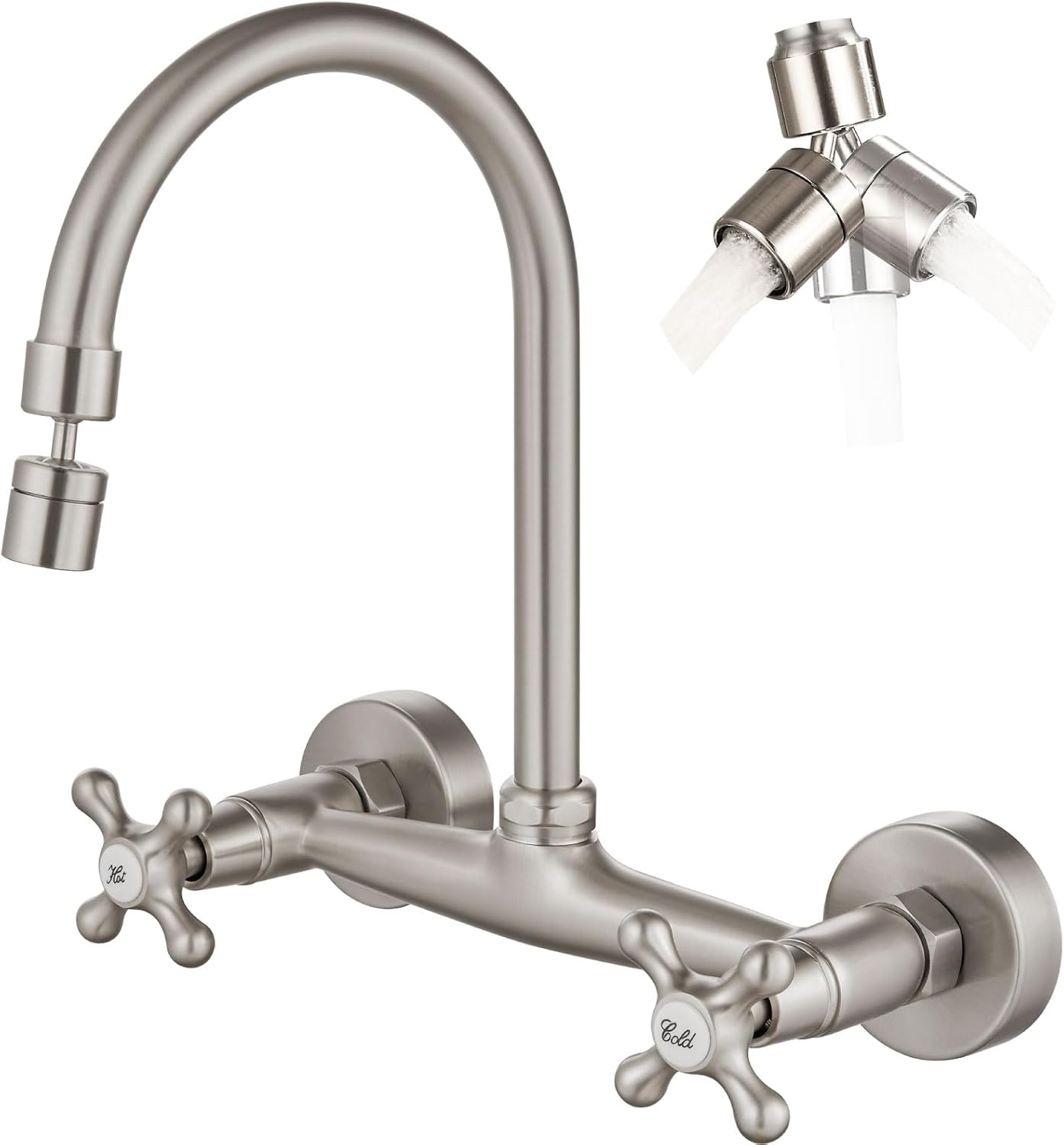Airuida Wall Mount Kitchen Faucet with Sprayer for Sinks