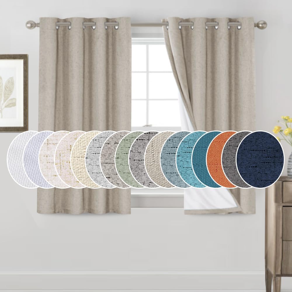 PrinceDeco Linen Blackout Curtains for Bedroom, 100% Blackout