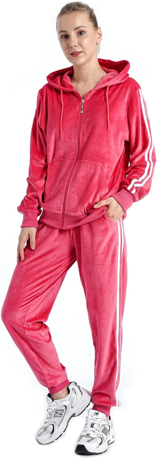 Womens Jogging Suits Sets Running Velour Outfit for Comfort