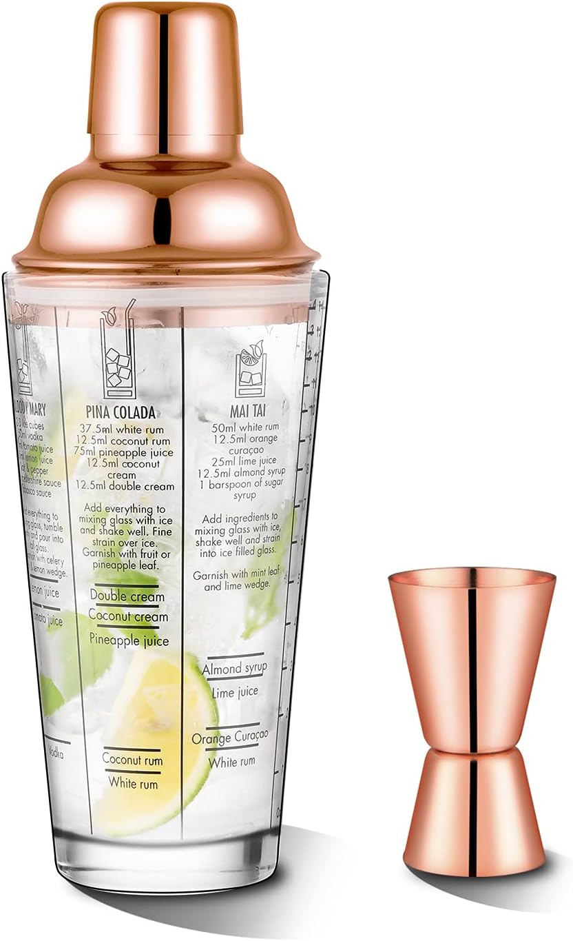 Rose Gold Cocktail Shaker Set - Recipes Included