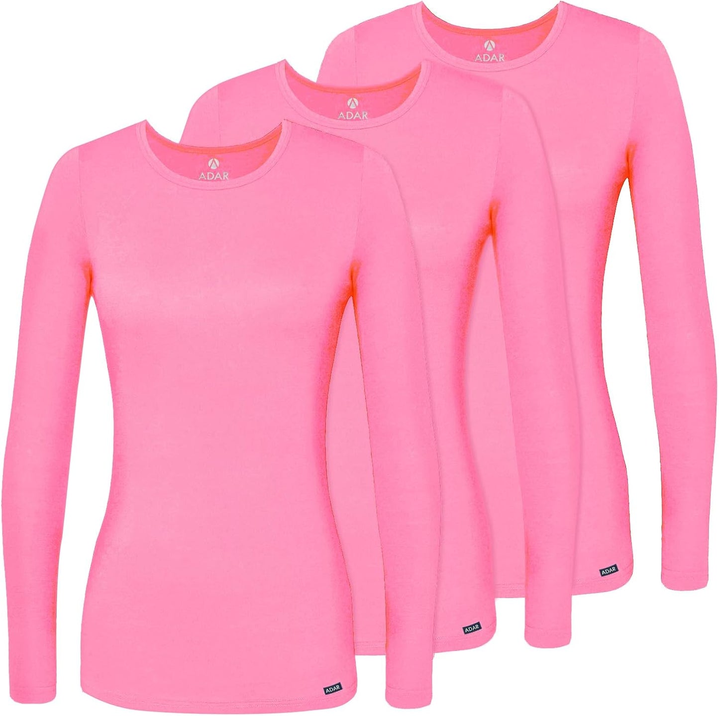 Adar Underscrubs for Women - Long Sleeve Comfort Tee 3 Pack