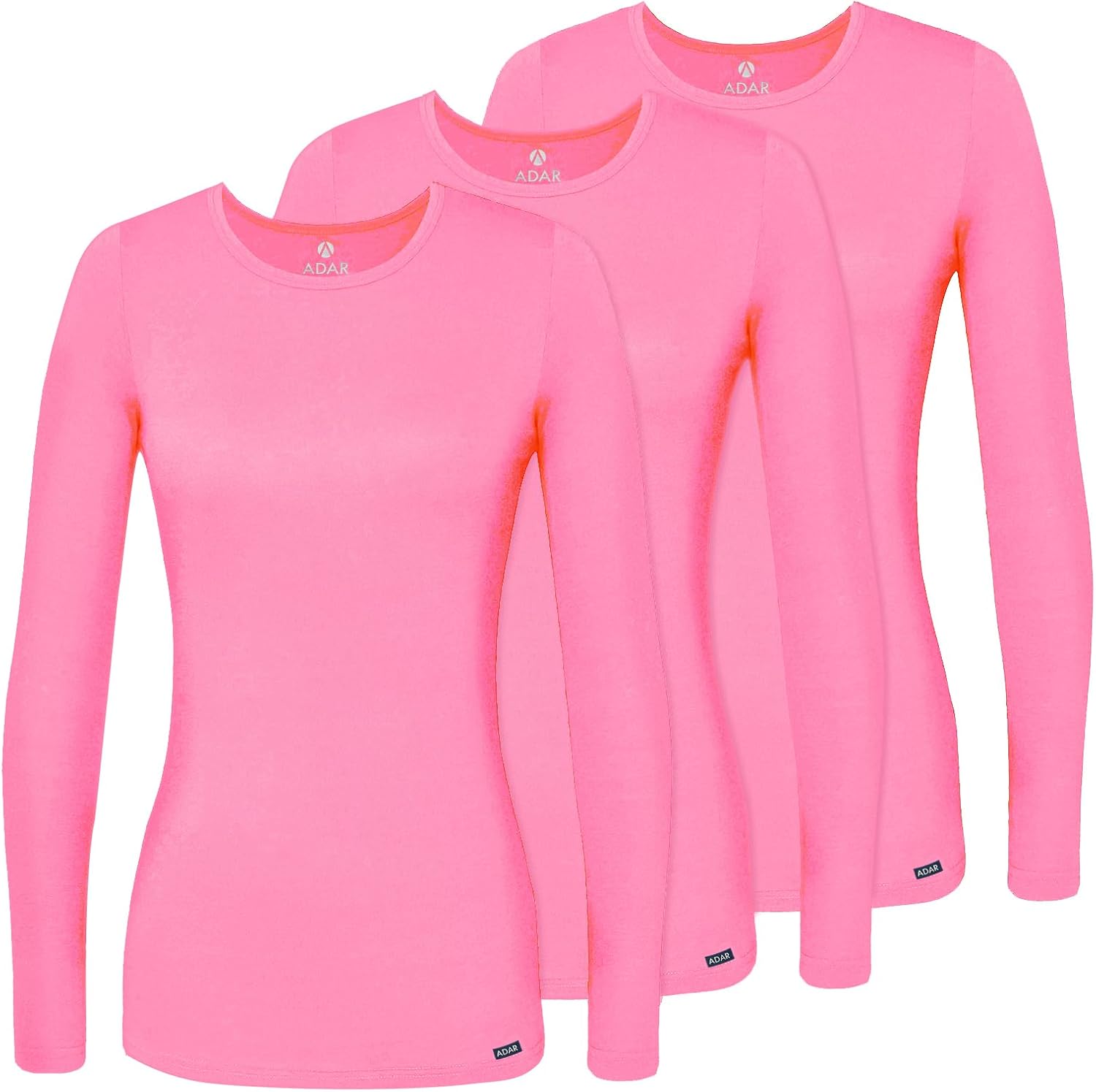 Adar Underscrubs for Women - Long Sleeve Comfort Tee 3 Pack