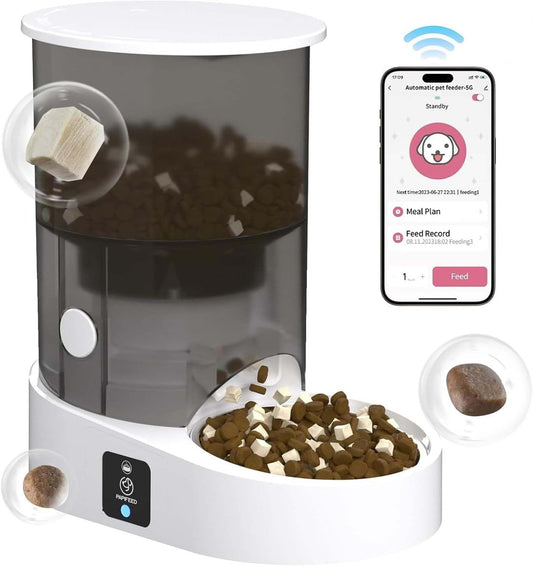 PAPIFEED: 5G WiFi Timed Cat Feeder - 10 Meals, 12 Portions, Easy Clean