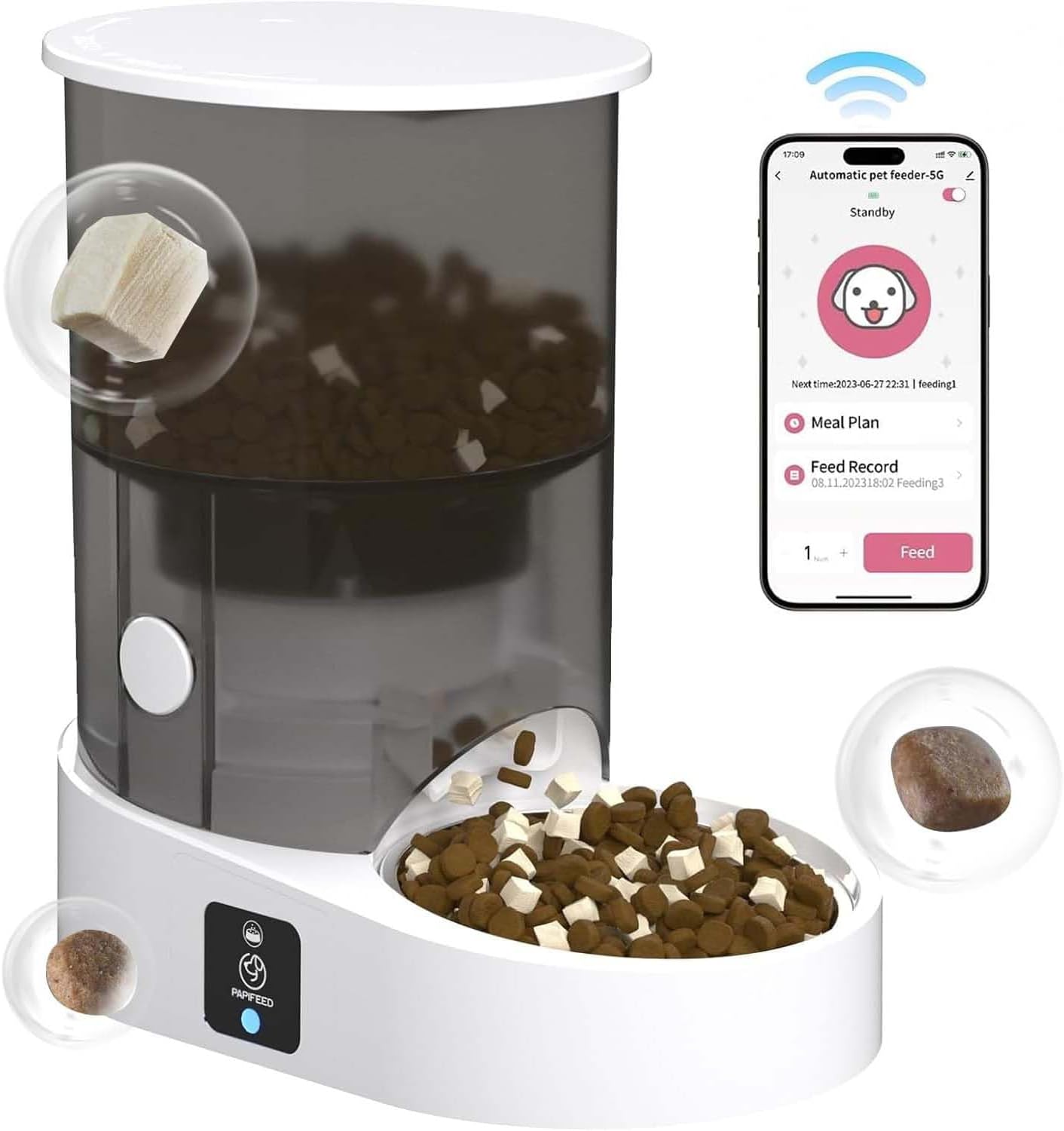 PAPIFEED WiFi Cat Feeder - Timed Meals, 12 Portions, Easy Clean