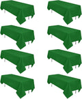 8 Pack Green Table Cloth 60 x 102 in Rectangular Tablecloths - Wrinkle