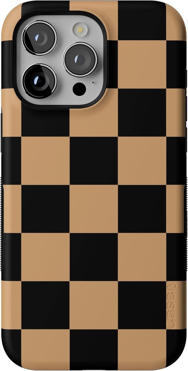 Bold Protective iPhone 15 Pro Max Case with Checkerboard Design