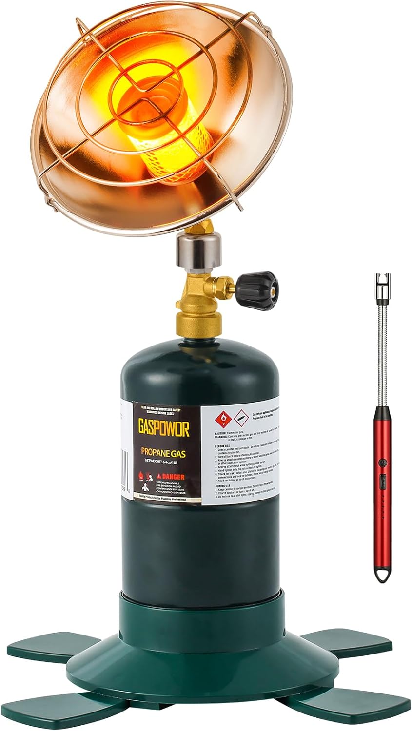 6200BTU Propane Heater for Camping with USB Lighter and Stand