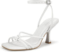 Women's Square Open Toe Strappy Heeled Sandals 3.15 in Kitten Heel