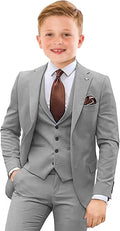 Boys Slim Fit 4-Piece Tuxedo Suit with Vest and Tie - Formal