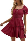 Boho Floral Smocked Square Neck Mini Dress - Flattering Summer Fit
