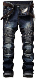 RXXKKK Men's Classic Zipper Biker Regular Fit Flex Jean (Style FYF2)