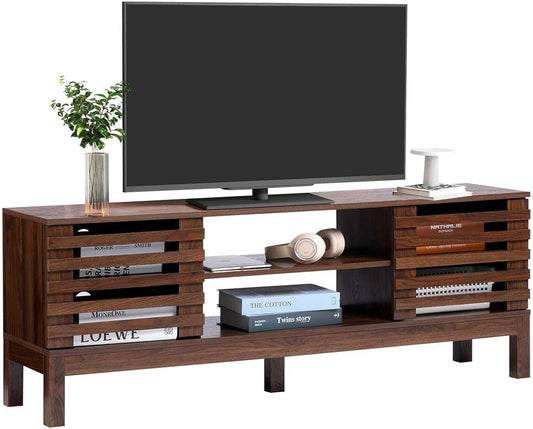 Mid Century Wood TV Stand for TVs up to 65 in Retro Brown