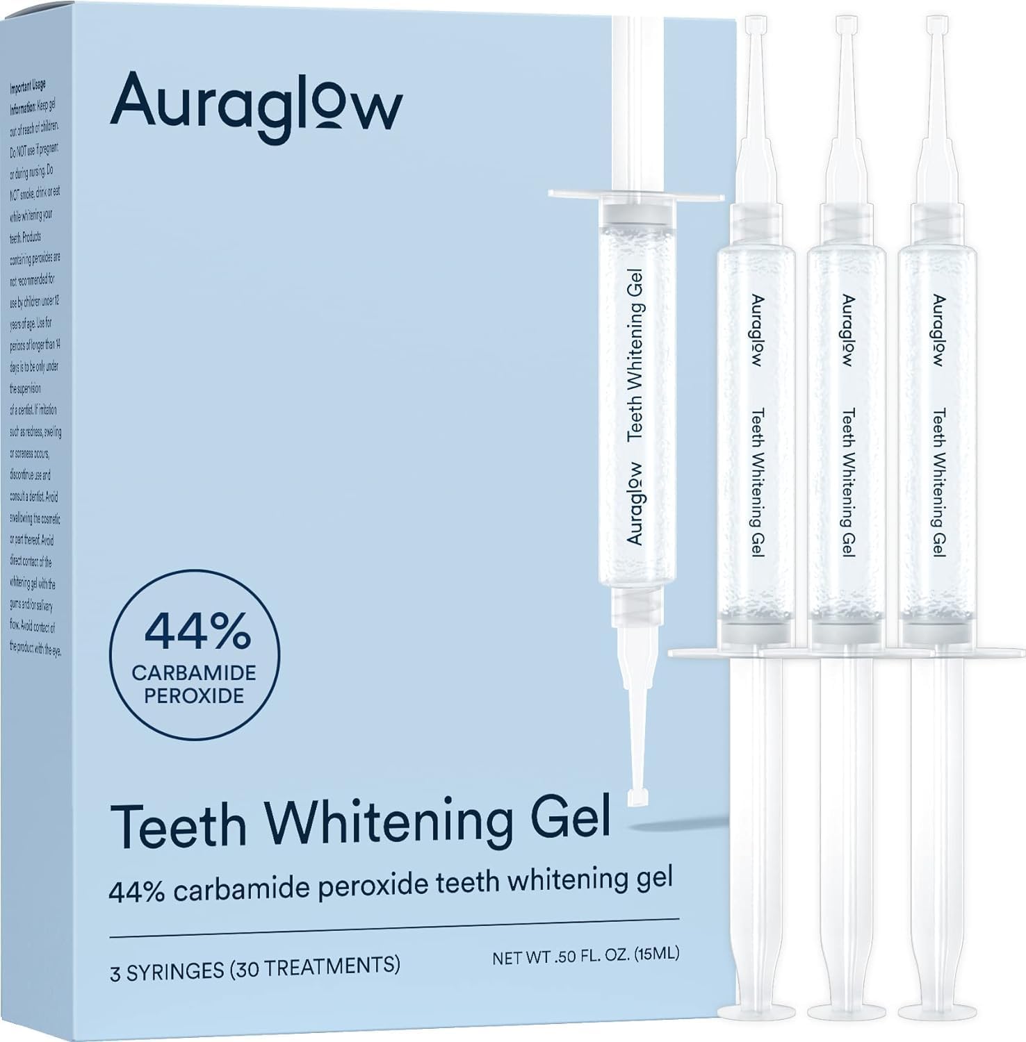 Auraglow 44% Teeth Whitening Gel Syringe Refill Pack Review