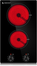 AMZCHEF 12Inch 2 Burner Electric Cooktop for Easy Cooking