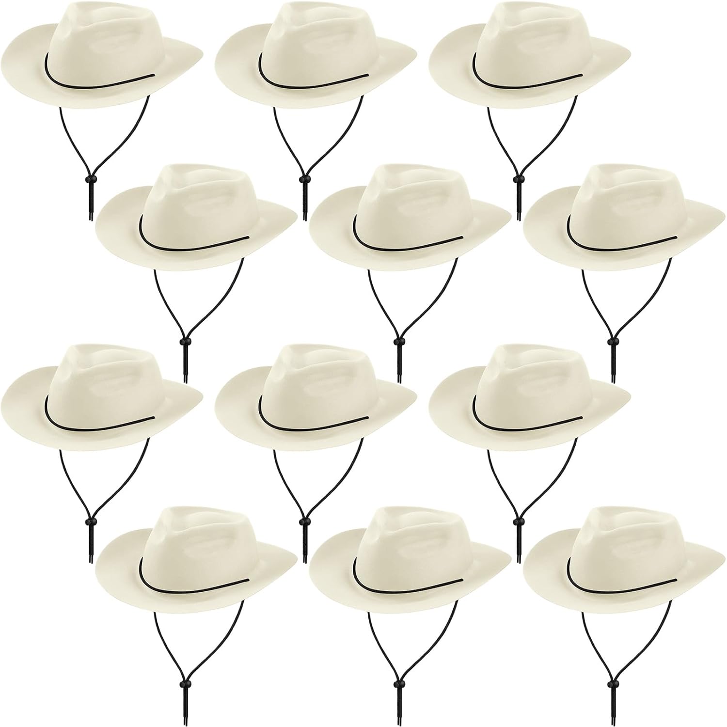 12 Pieces Disposable Plastic Cowboy Hat Set for Party Fun