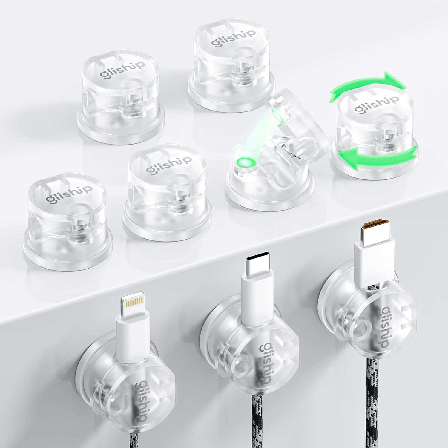 9-Pack Magnetic Cable Clips - 360 Rotatable Cord Organizer