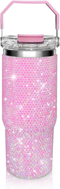 30oz Bling Rhinestone Studded Tumbler with Handle - Sparkling Travel