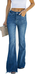 KUNMI Women's High Rise Flare Bell Bottom Jeans - Stretchy, Flattering