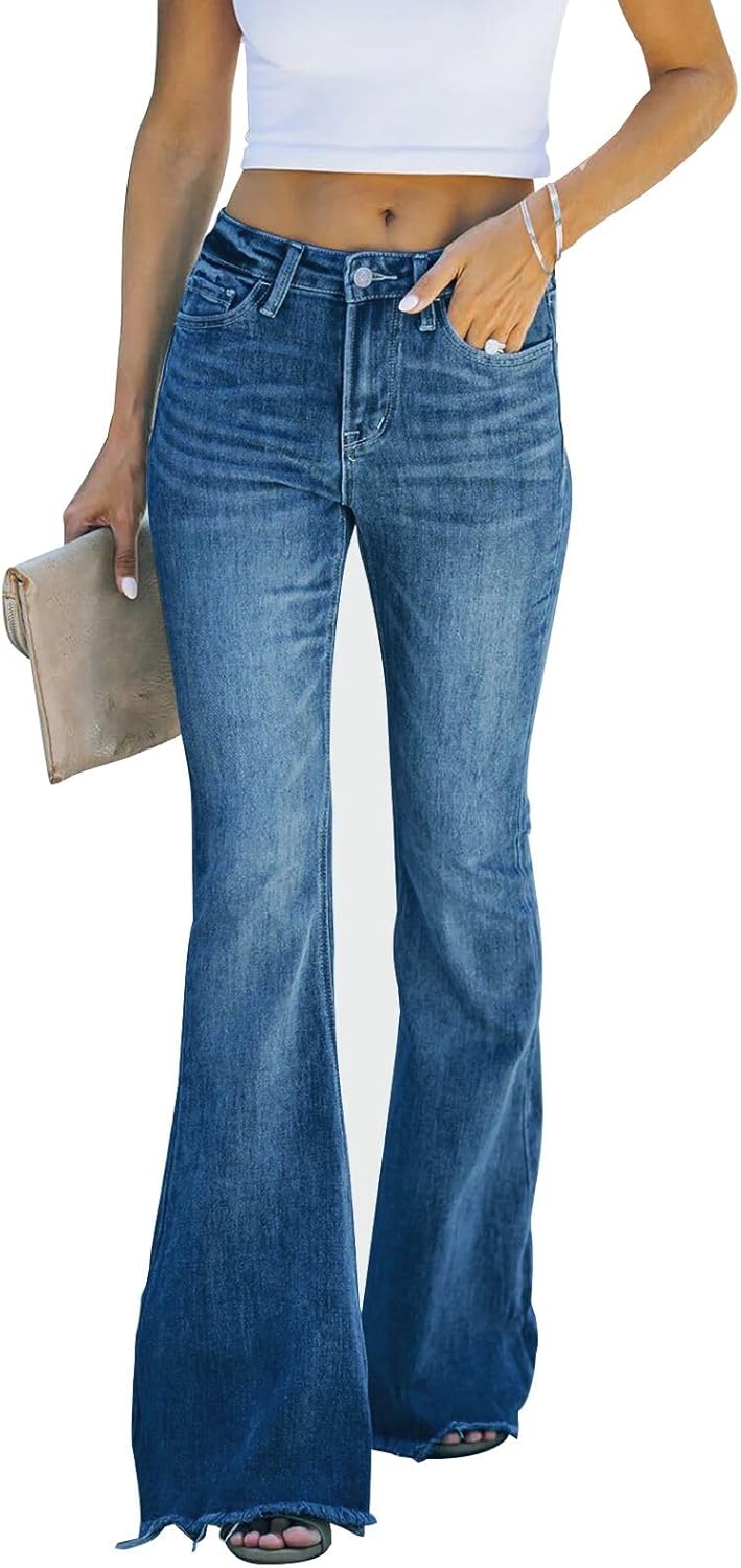 KUNMI Women's High Waisted Flare Bell Bottom Jeans for Style