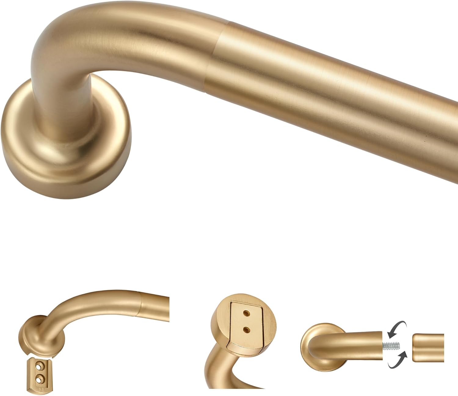 Warm Gold Curtain Rods for Windows 100-150 in Adjustable Style