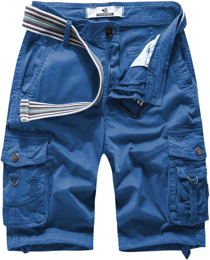 FOURSTEEDS Women's Cotton Relaxed Fit Multi-Pocket Cargo Shorts