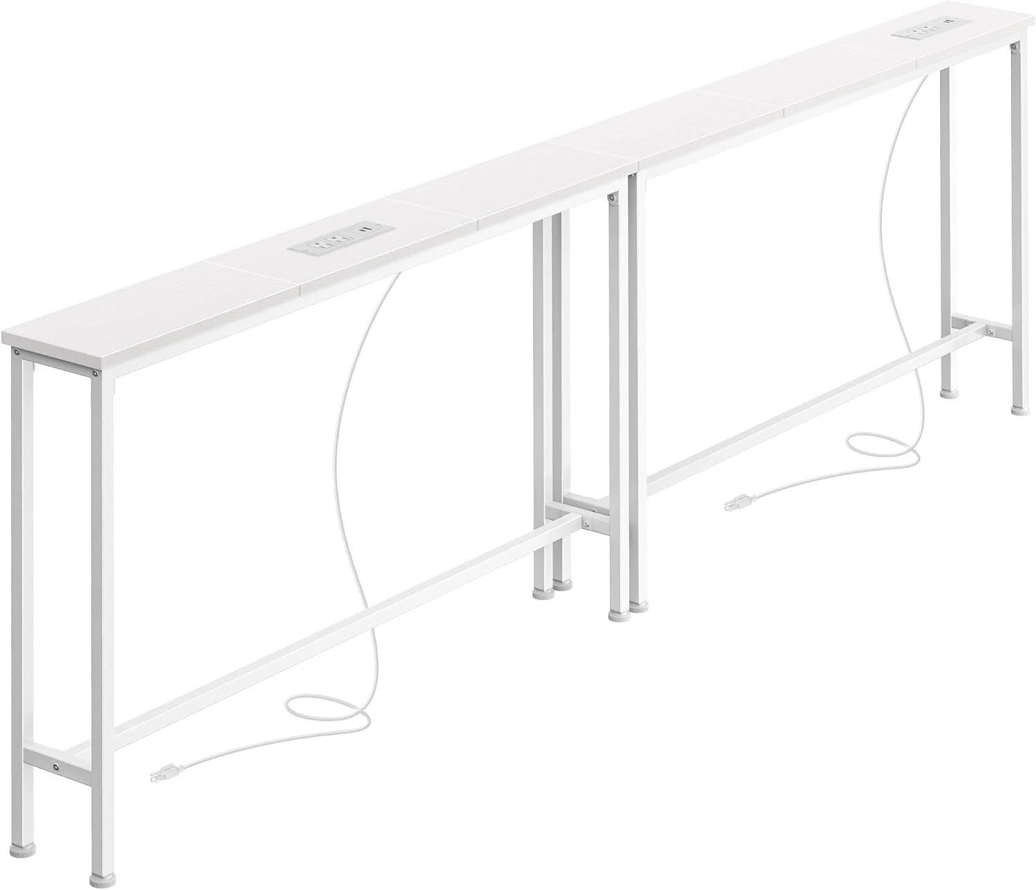 Narrow Console Table with Outlet for Living Room and Entryway