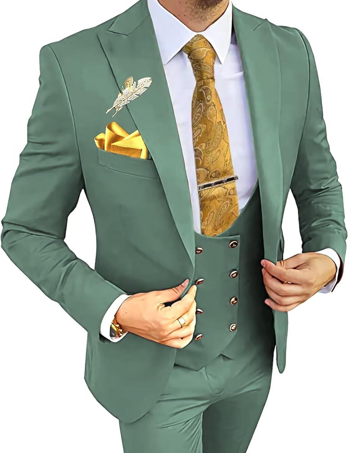 Wangyue 3 Piece Men's Slim Fit Suits for Weddings and Prom