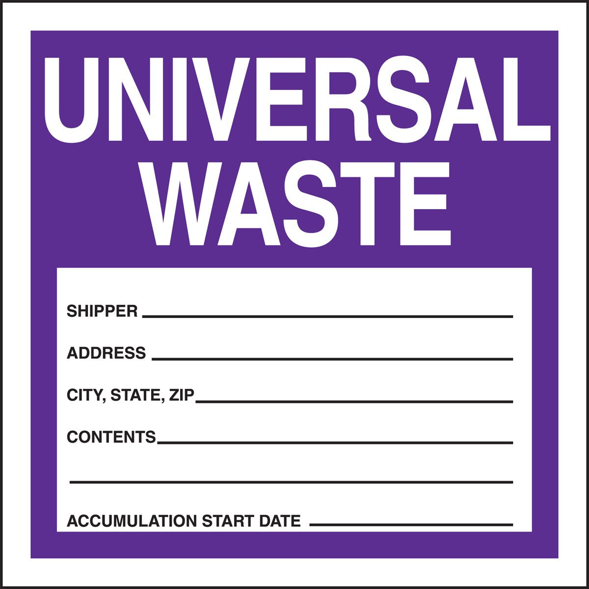 Accuform Adhesive-Poly Vinyl Hazardous Waste Labels Pack of 100