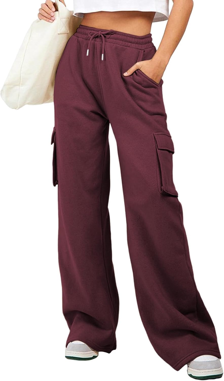 High Waisted Wide Leg Cargo Pants for Women - Trendy Joggers