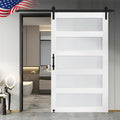 Glass Sliding MDF Barn Door 60 in x 84 in - Frosted 5-Panel Kit